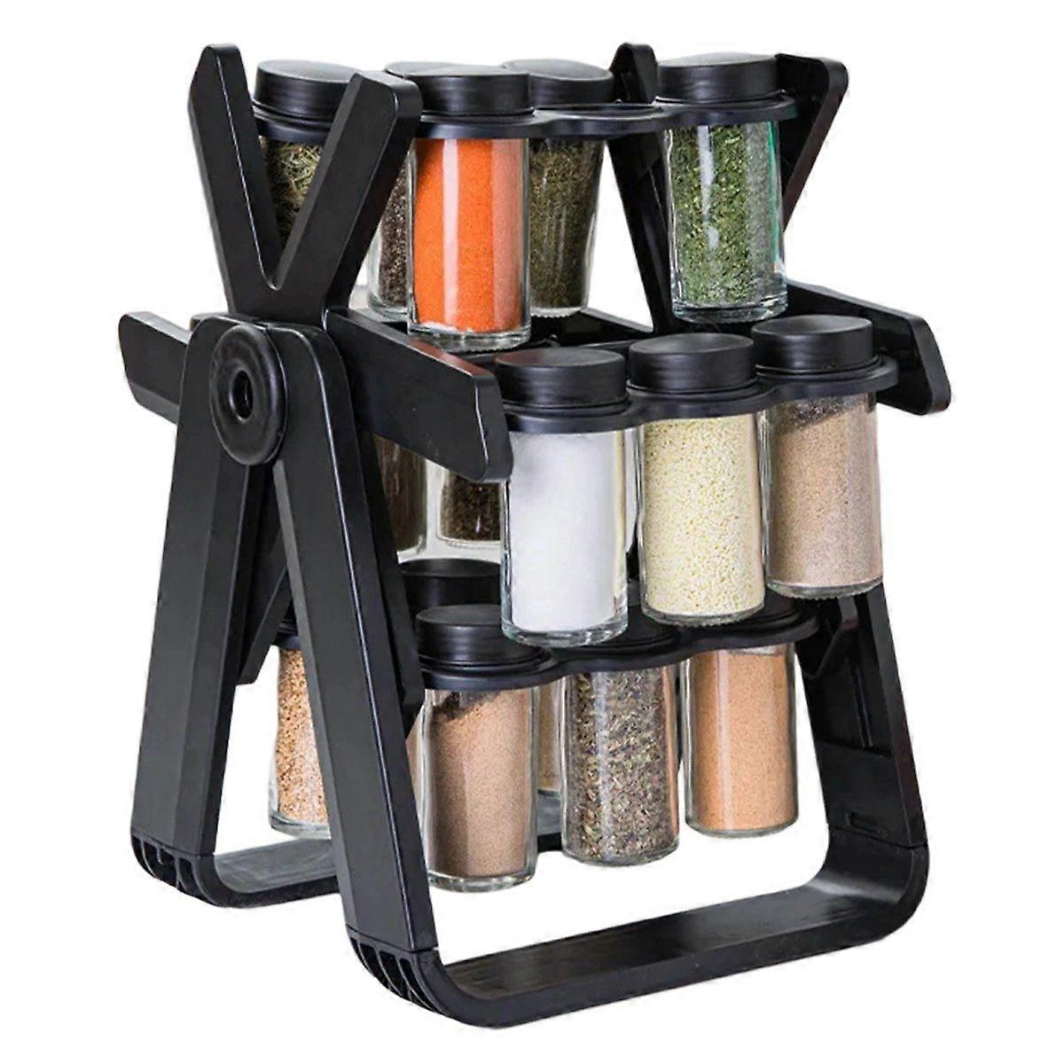 Household Rotating Storage Rack Rotating Glass Spice Rack Set Kitchen Storage Rack Spice Storage Ra