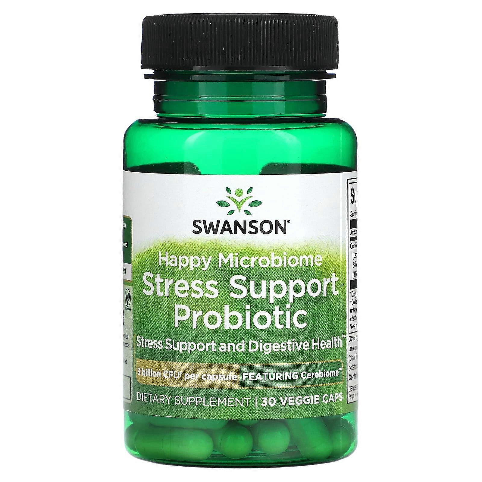 Happy Microbiome Stress Support Probiotic, 3 Billion CFU, 30 Veggie Caps