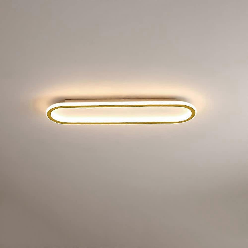 Modern Long LED Ceiling Light Fixture Rectangular Flush Mount Gold & Black Finish For Bathroom Hallway Kitchen Corridor