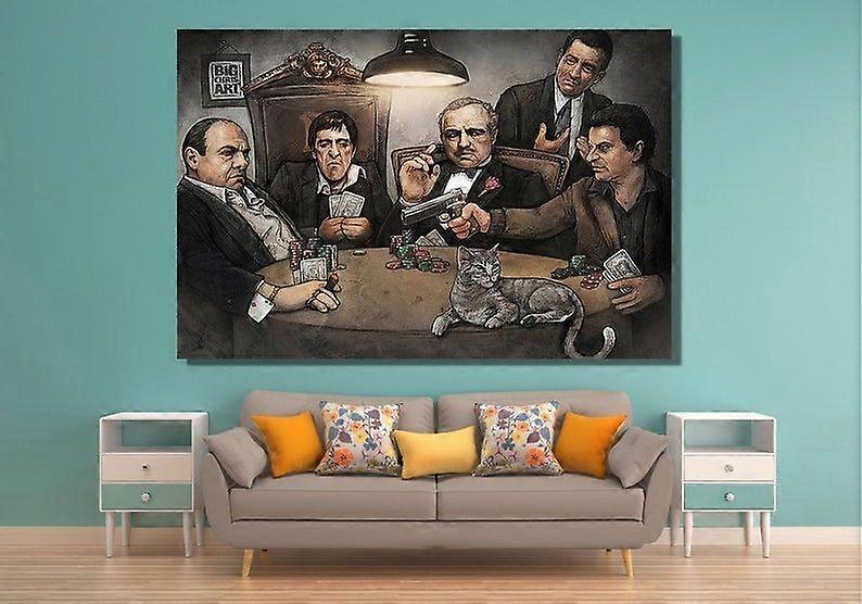 Gangsters Canvas Wall Art, Gangsters Αφίσα, Η τέχνη του νονού, Godfellas αφίσα, Μεγάλο καμβά Wall Art, Luxury Wall Art, Έτοιμο να κρεμάσει καμβά-ouyab74