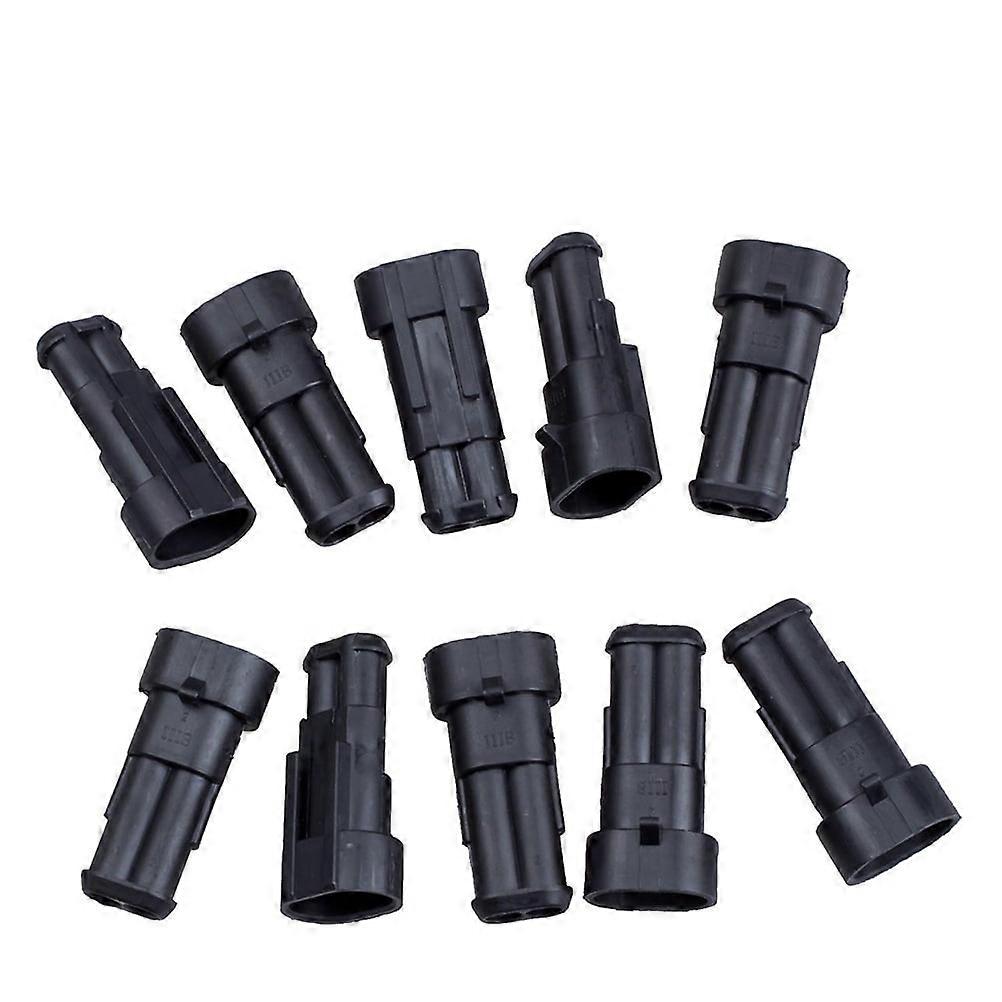 Mizh 10pcs 2 Pin Way Waterproof Electrical Connector 1.5mm Series Terminals Heat Shrink Quick Locking Wire Harness Sockets