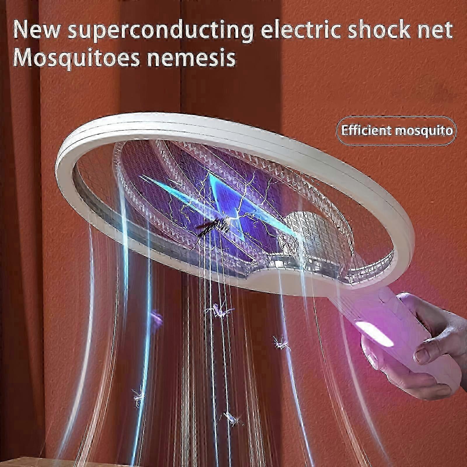 1pc Electric Fly Swatter 4-in-1 Bug Zapper Racket with USB Rechargeable Function for Indoor Home Office Backyard Yard（New Arrival）