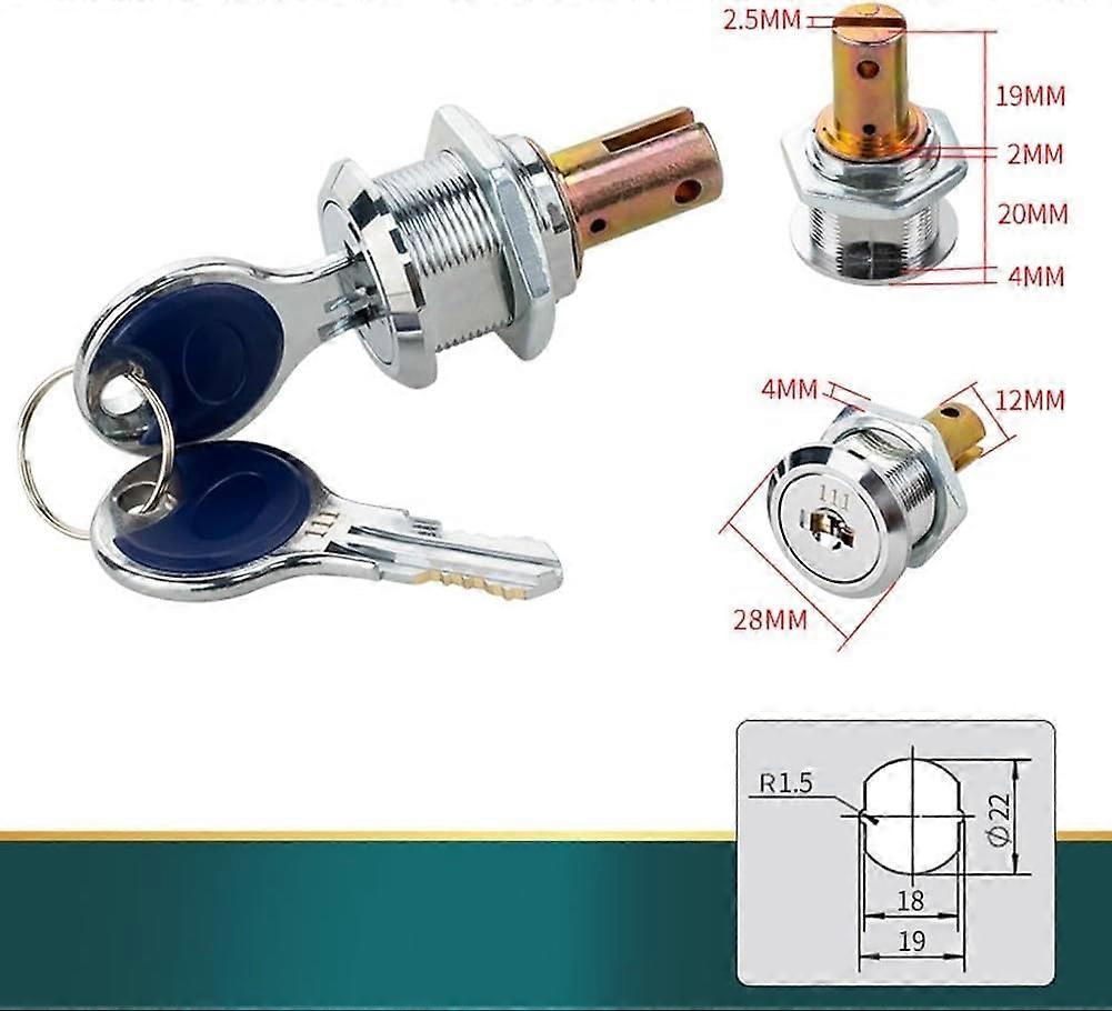 Tool Cabinet Lock For Car   Zinc Alloy Copper Core Chrome Finish Flat Key 2 Keys Drawer Vending