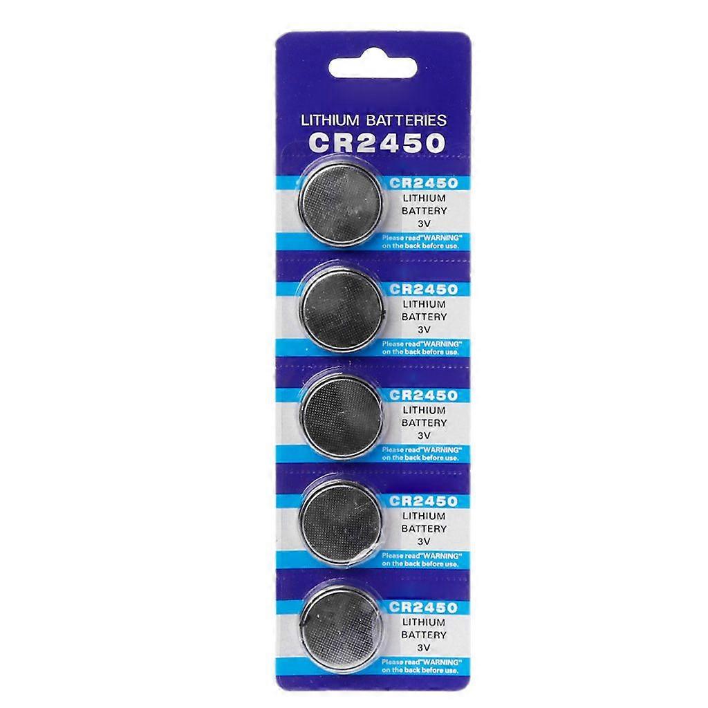 3V CR2450 Button Cell Batteries Disposable Parts Battery for Remote Control Watch Calculators - 5 Pcs/sheet