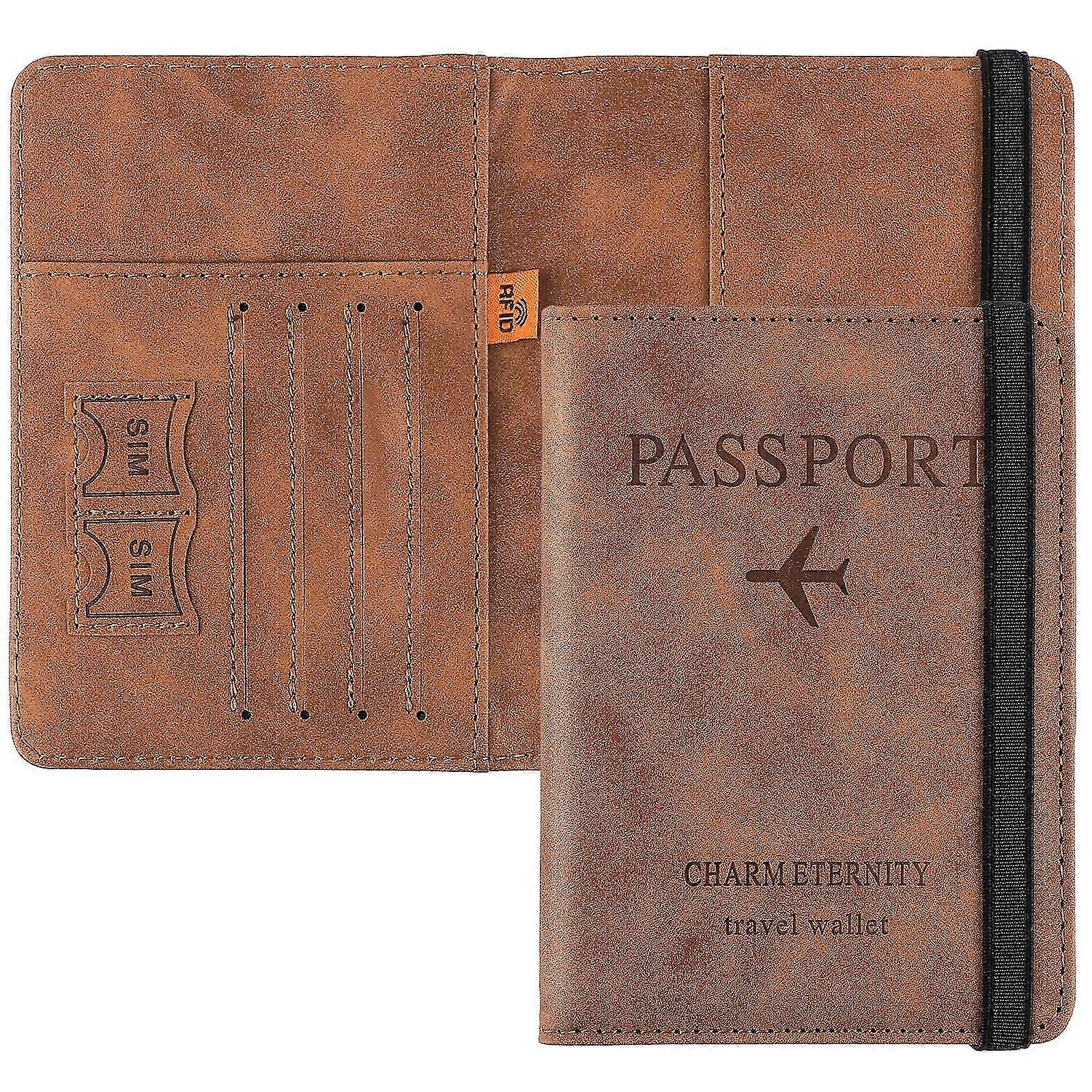 غطاء حامل جواز السفر منظم محفظة السفر ، حقيبة جواز السفر مع حجب RFID ، حامل وثيقة سفر من جلد Pu للرجال