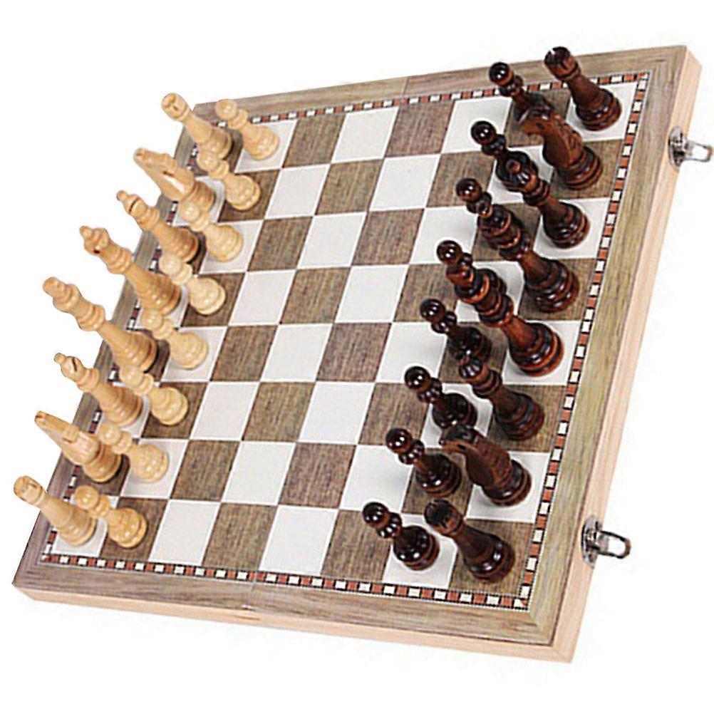 Wooden International Chess Folding Chess Kit for Intellectual Development 1Set