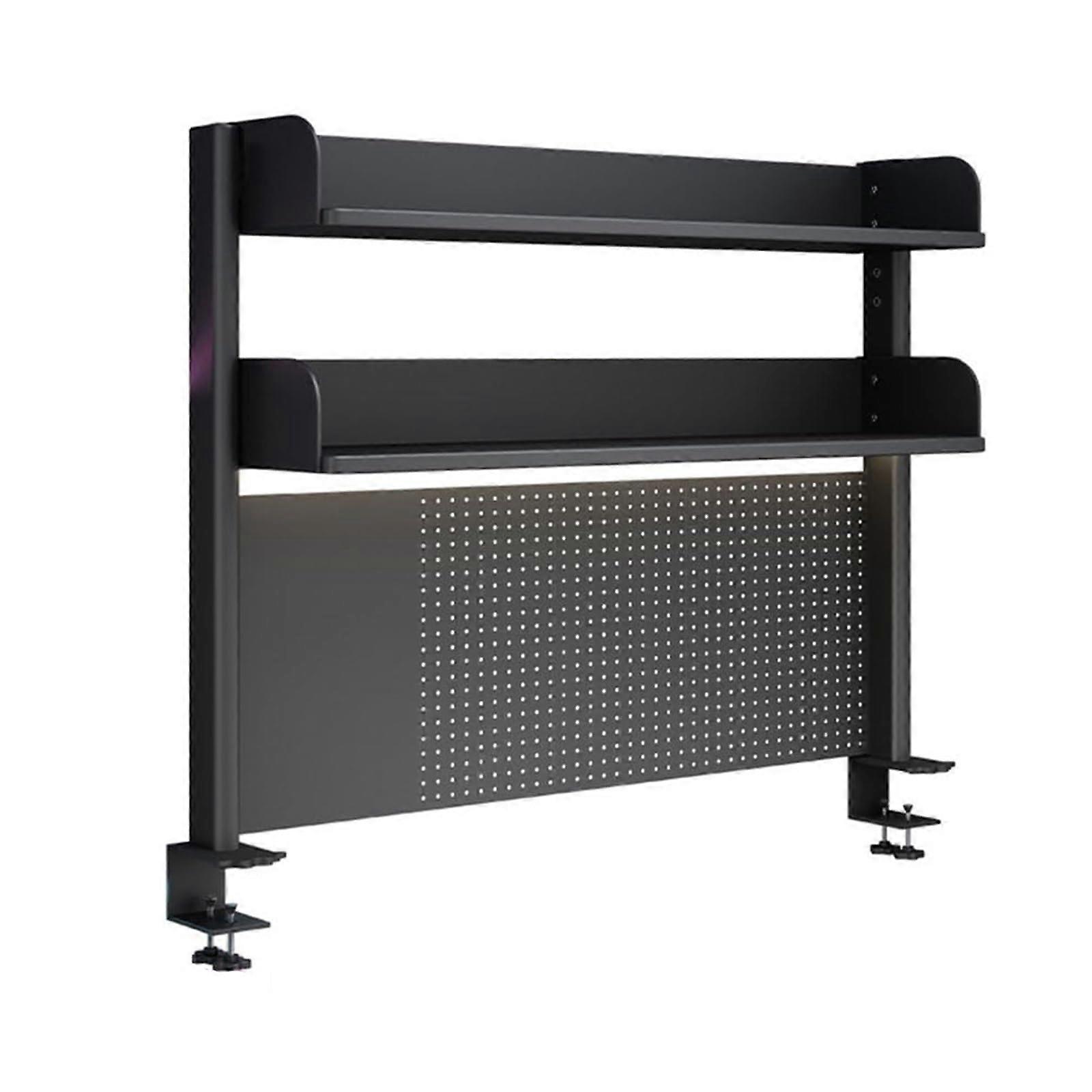 Desktop Storage Organizer Book Rack Display Shelf with Pegboard, Black Clamp-On Desk Shelf, 80x12.5x95cm Multipurpose Bookshelf
