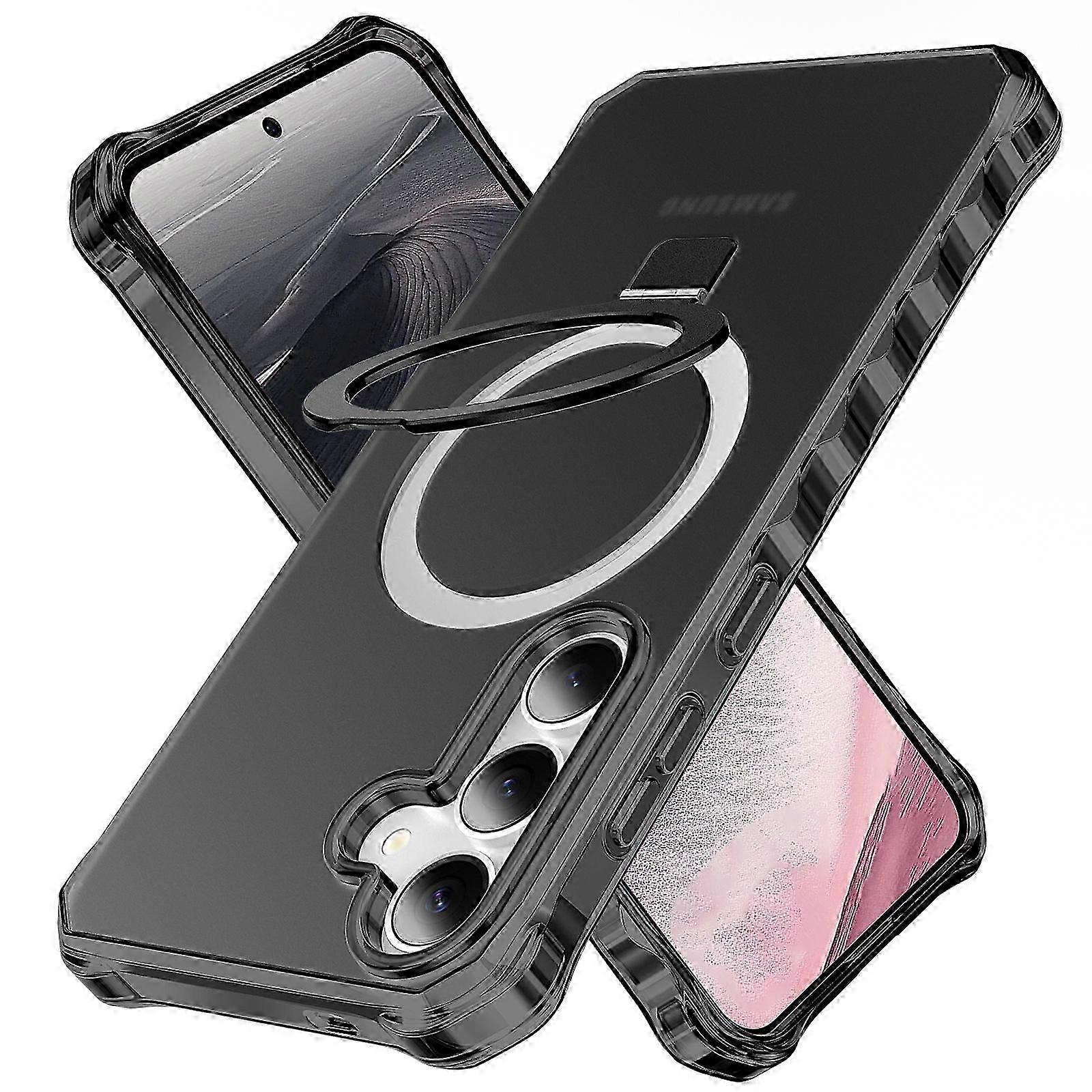Compatible with Samsung Galaxy S24 Case with Magnetic Ring Stand,Full Camera Lens Protector-Purples