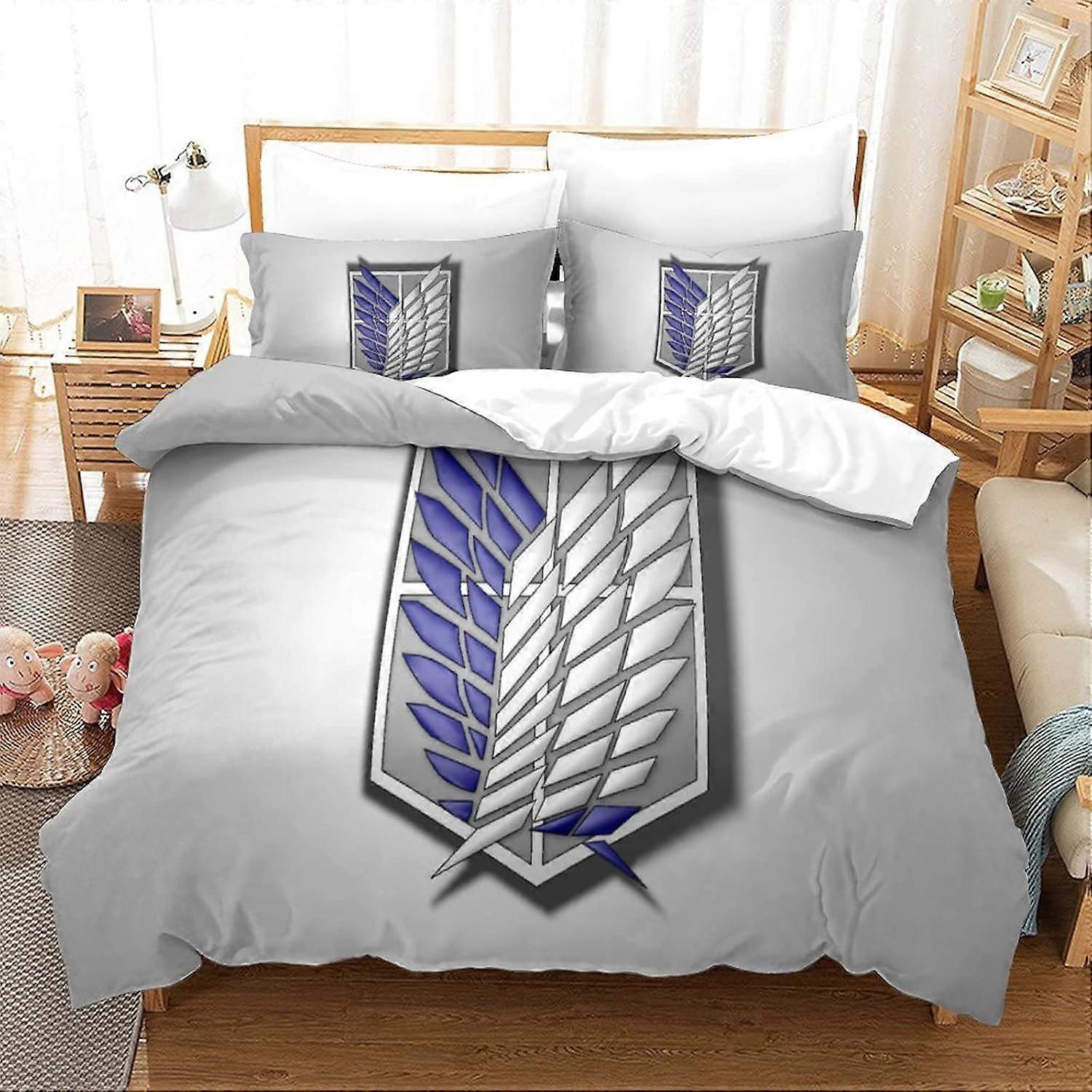 أنيمي الهجوم على تيتان لحاف غطاء مجموعة الفراش لحاف Shingeki لا كيوجين شخصيات الكرتون غطاء مجموعة مع الشام لينة ستوكات عيد الميلاد الفراش مجموعات مع