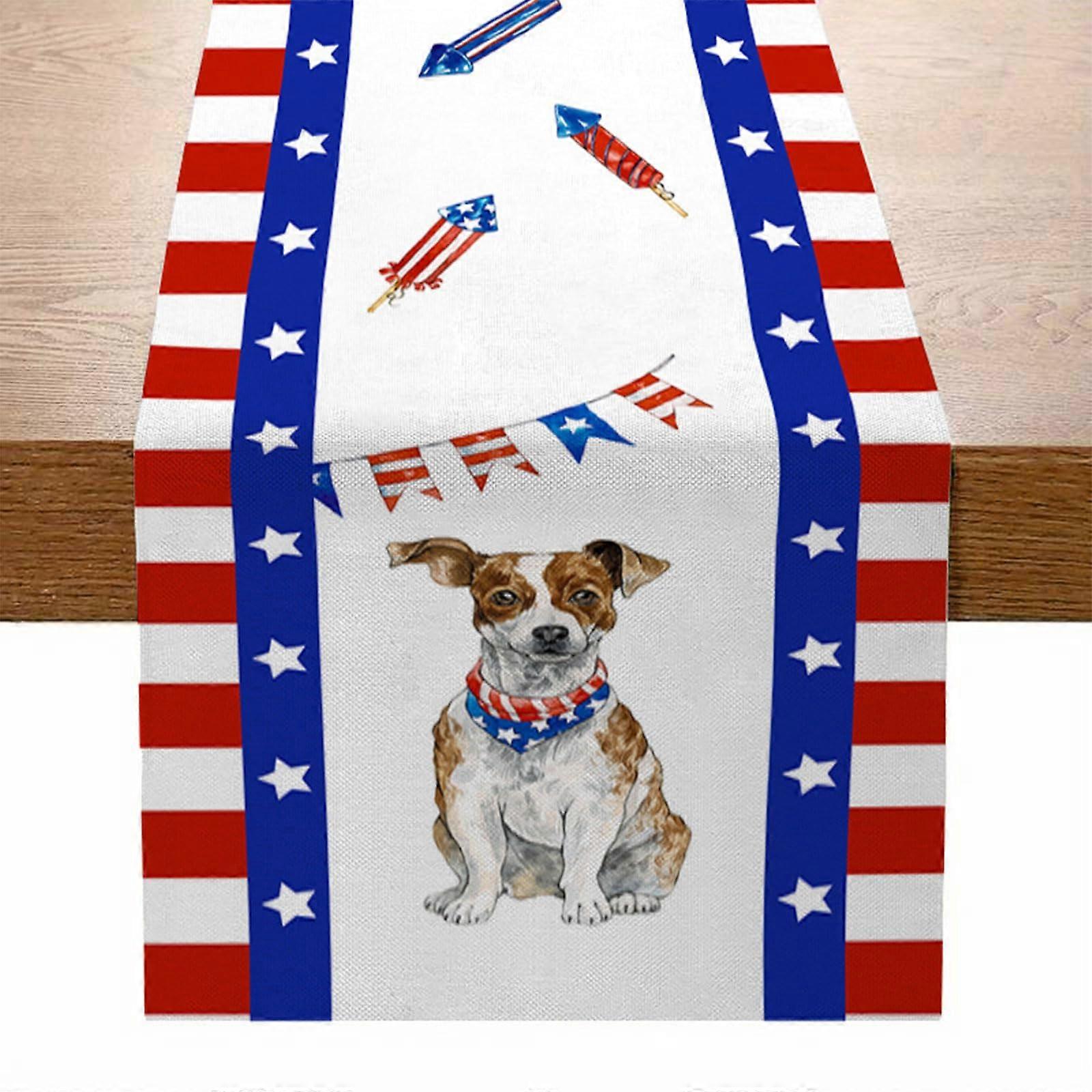 Independence Day Table Runner Rectangular Holiday Party Tablecloth Decor for Dining Table
