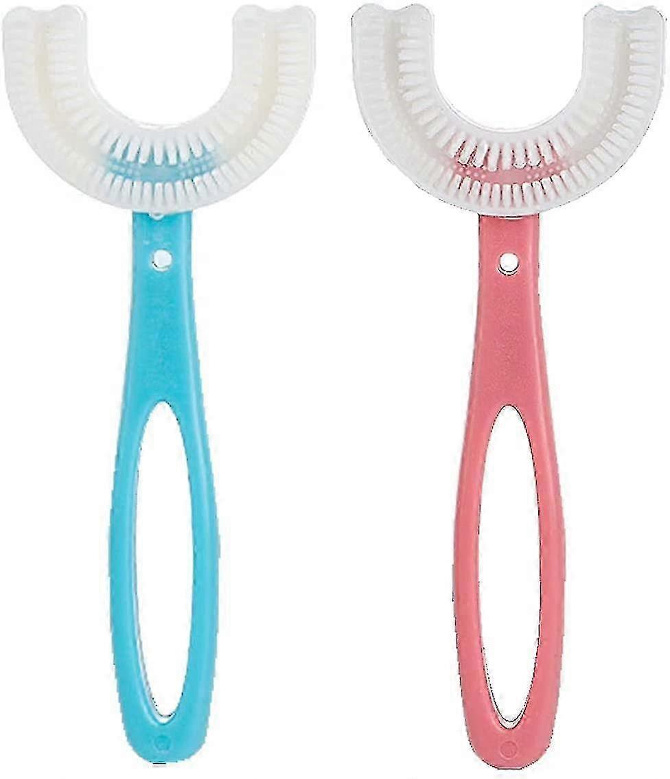 2-piece Children's U-shaped Toothbrush (6-12 Years Old)