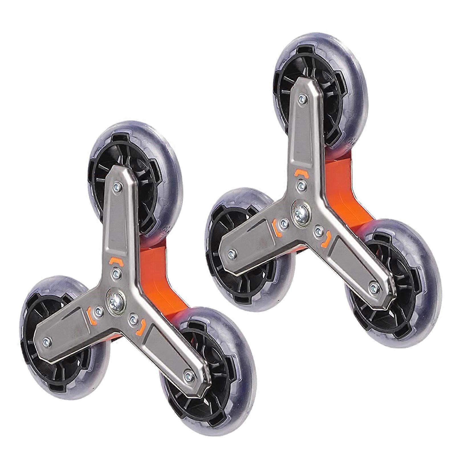 2pcs Folding Shopping Cart Wheel with Triangle Designs Grocery Cart Wheel set for Stair Climbing Smooth & Stable Ride  Orange