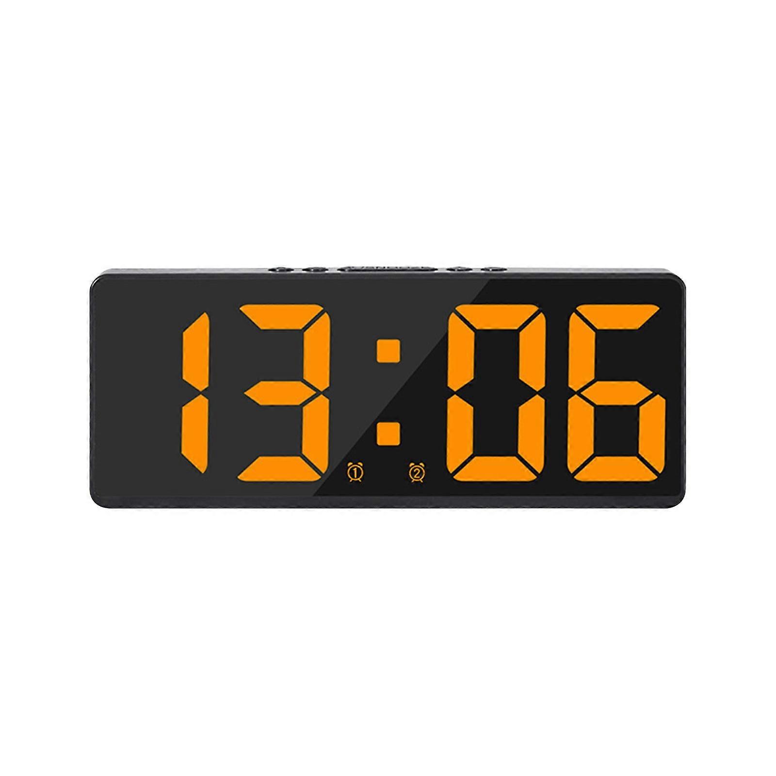 Kiplyki Digital Alarm Clock Simples LED Large Digital Display Fashion Alarm Clock Fully Functional Desktop Bedside Study Kitchen Clock Black Frame