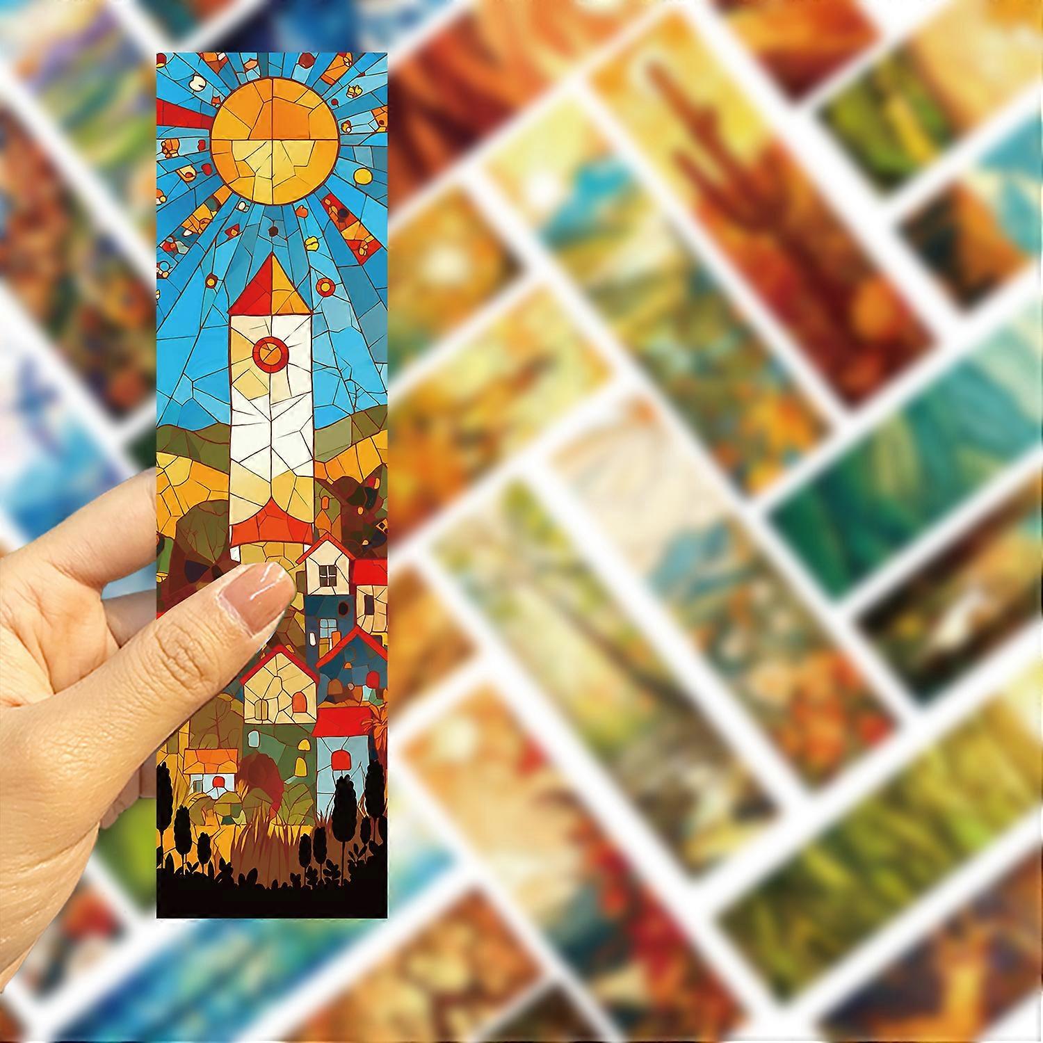 30 Cartoon Art Stained Glass Series Journaling and Creative Material, Instagram Reading Paper Bookmarks (DIY Available)