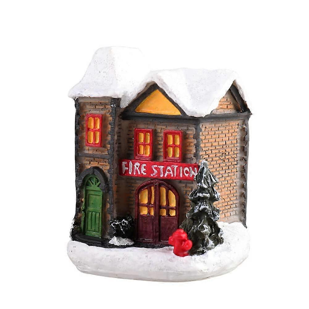 Christmas Village Light Up House with LED Lights, Resin Holiday Collectible Building for Tabletop Display