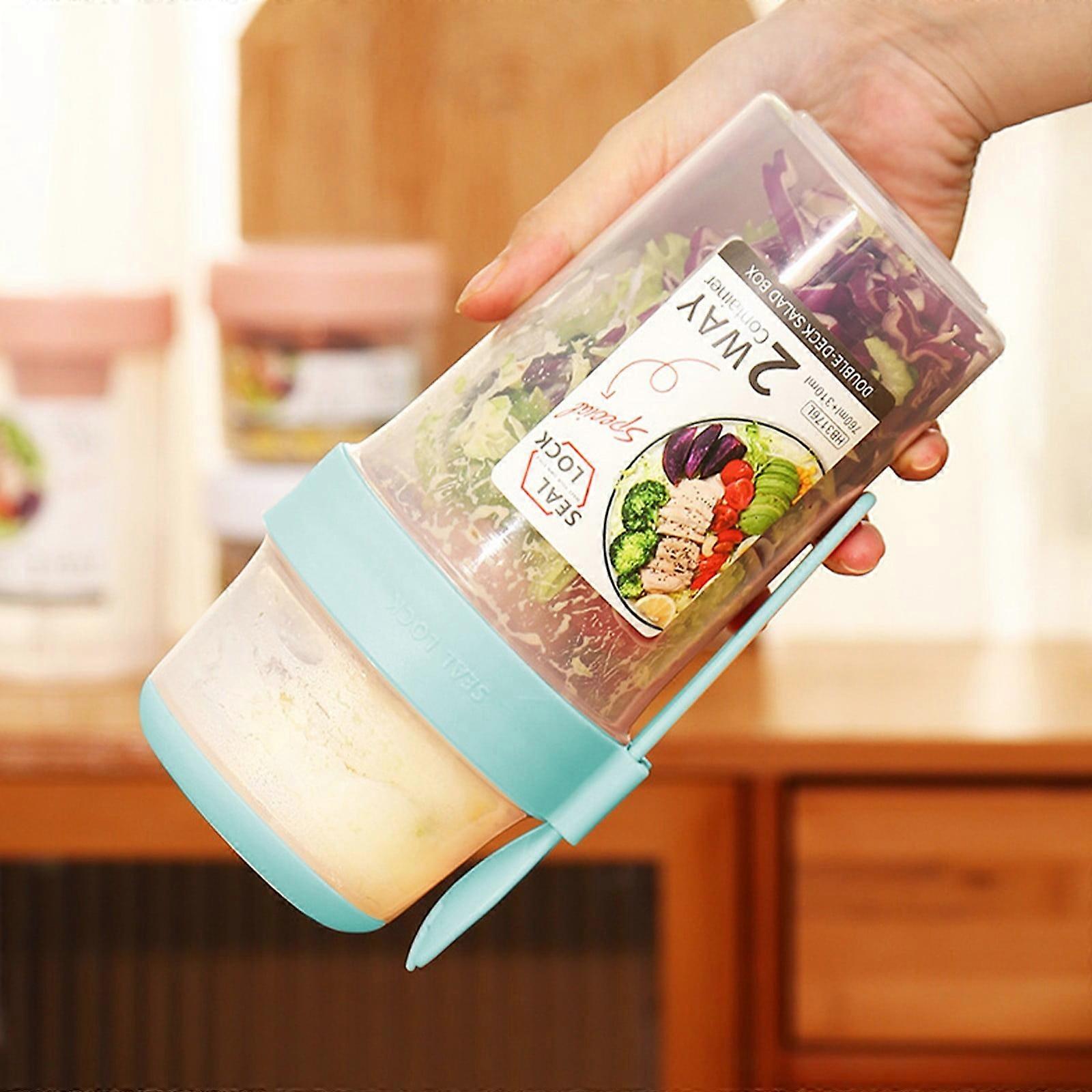 Luckky 30oz Breakfast On The Go Cups, Salad & Yogurt Jar with Spoons, compatible with overnight oats, snacks, dressing (Green)