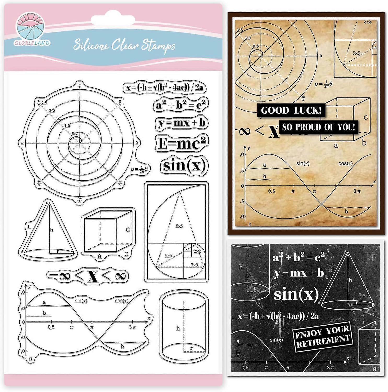 Mathematical Formula Numbers Clear Stamp for Scrapbooking Geometric Shapes Silicone Stamps Background Transparent Stamp for Card Making DIY Embossing 