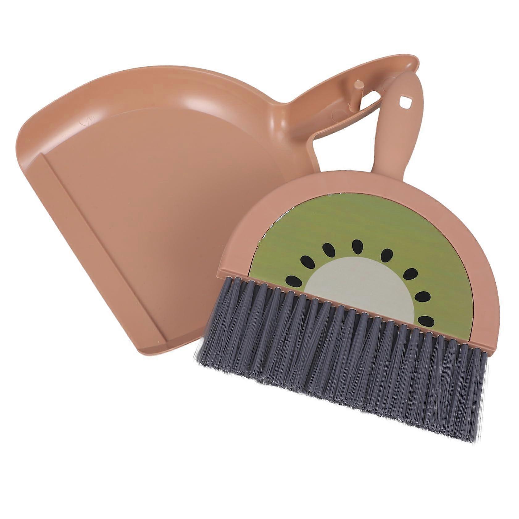 Mini Travel Dustpan and Brush Set for Desktop and Floor Cleaning 23x18x2cm Brown