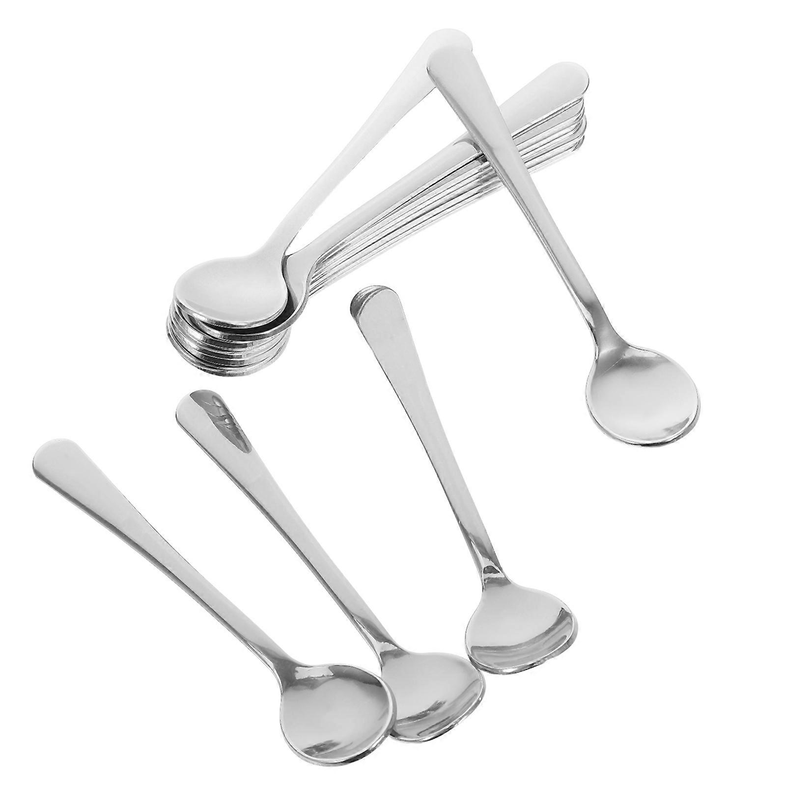 Silver Stainless Steel Small Scoops for Dessert Serving 12Pcs Mini Spoons