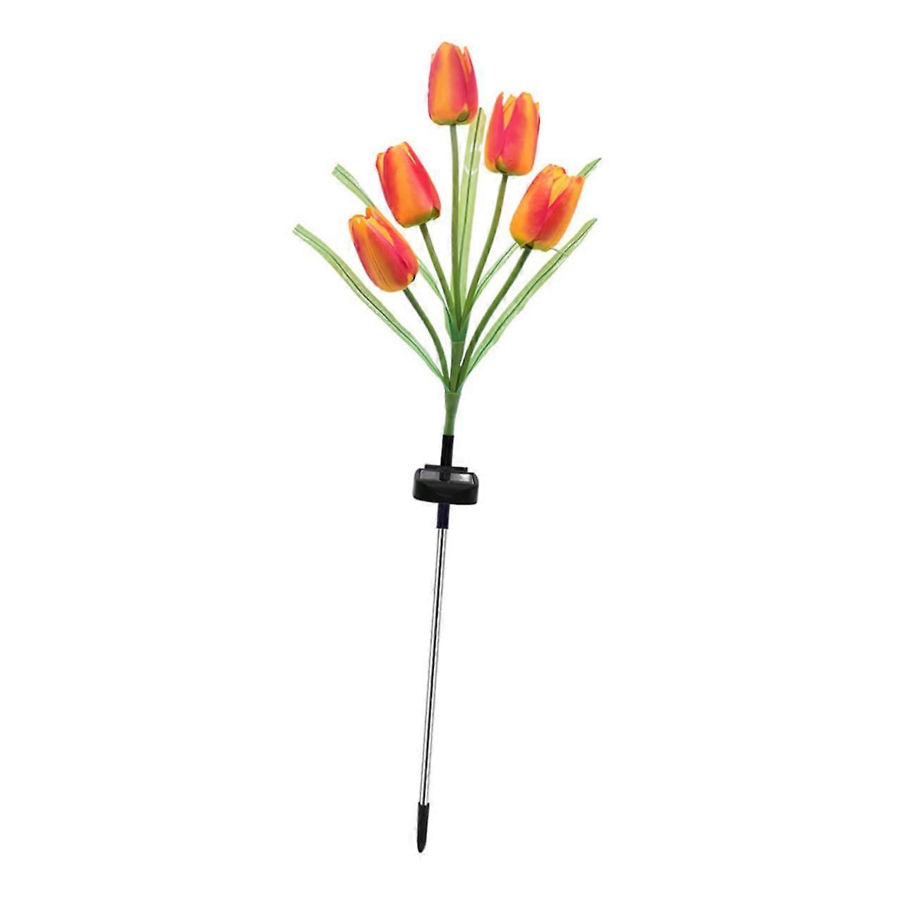 Solar Garden Lights with Elegant Tulip Design, Weather Resistant LED Glow for Outdoor Pathway, Red