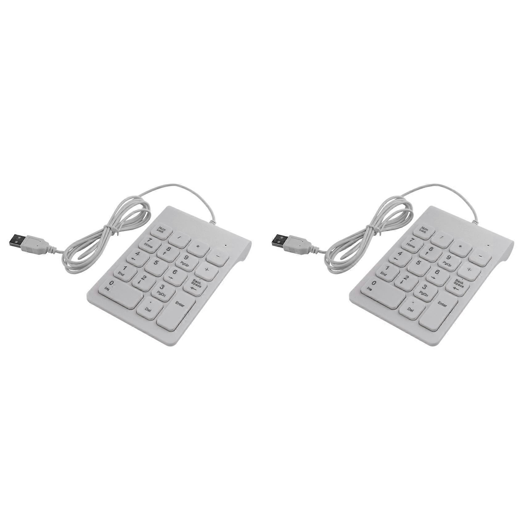 2X Mini USB Wired Numeric Keypad Numpad 18 Keys Digital Keyboard for Accounting Teller Laptop Windows Android (White)
