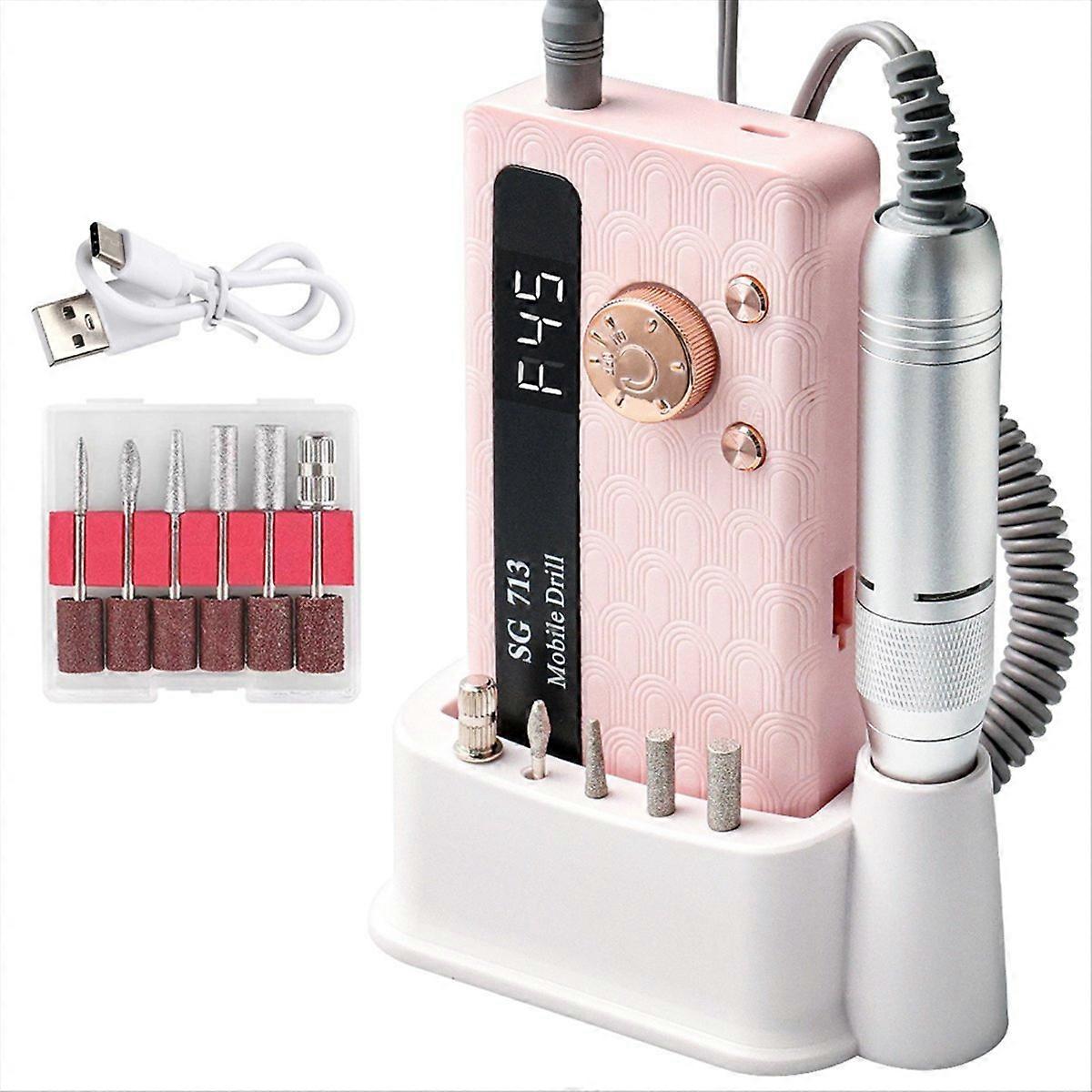 Cordless Nail Drill Electric Nail Remover and Nail Grinder Pink