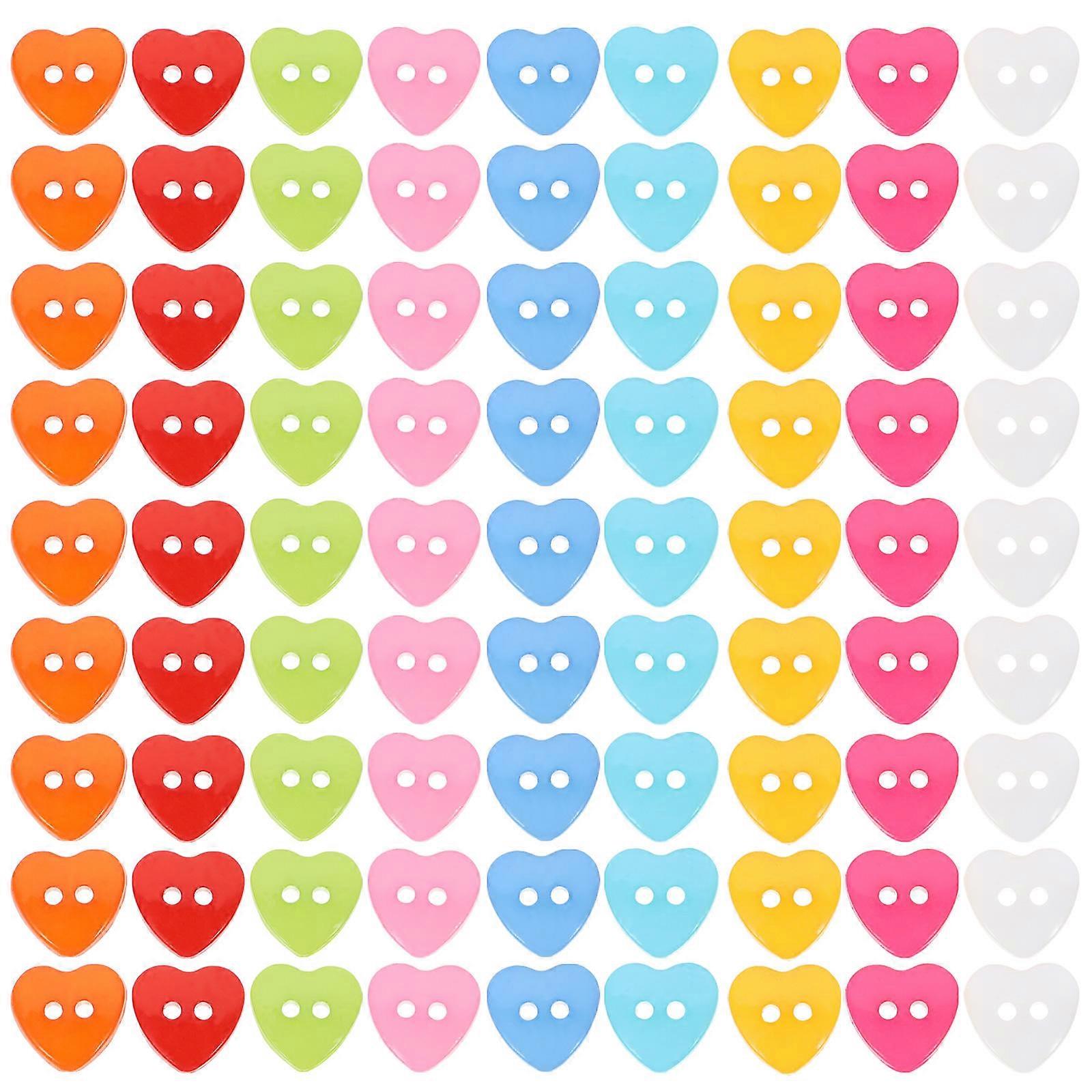 100pcs Mixed Colors Heart Shaped Plastic Snap Button Fastener Buttons Multicolors Plastic DIY Buttons DIY Materials Crafts