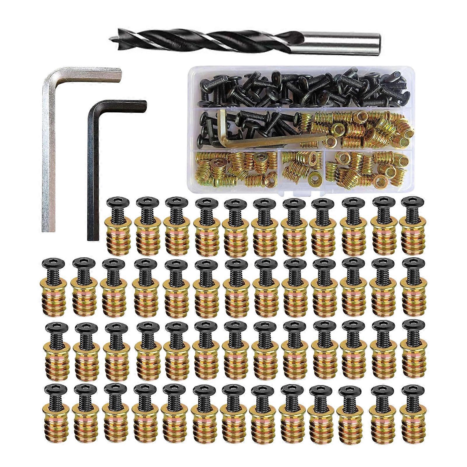 50lots Completes Fastener Solution Furniture Connectors with Tool Threaded Inserts for Various Applications Multicolor