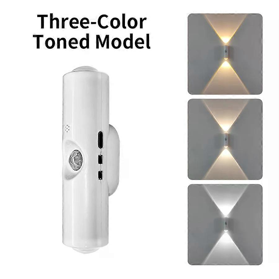 Double-head Cabinet Lamp Under Kitchen Spotlight with Motion Sensor Tri Color White or RGB Optional Rechargeable Sunset Light