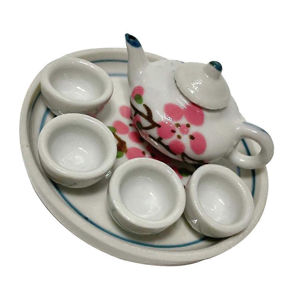 Play Tea Set Miniature Ceramic Tableware for Kid Playing 1Set