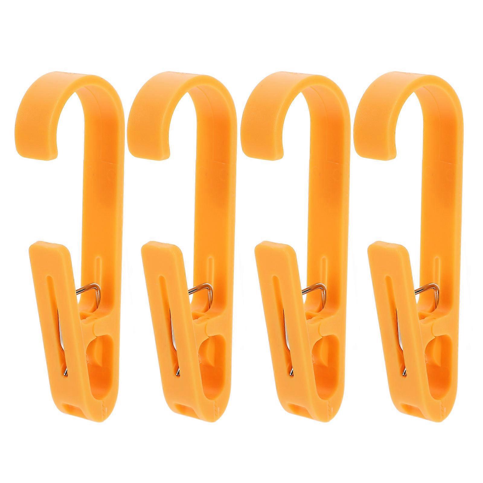 Clothespin ABS Plastic Clip Hanger for Sock 4Pcs Orange Laundry Hooks