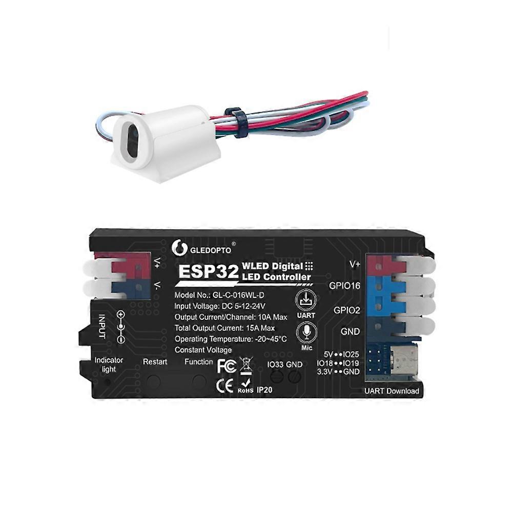 GLEDOPTO ESP32 WLED LED Controller Built in Microphone DIY Pin with IR Switch Sensor Switch Dynamic Lights WS2811 WS2813 WS2815