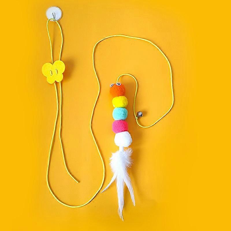 New pet cat-teasing stick Kitten high elastic rope cat toy Feather bell cat-teasing stick hanging swing toy