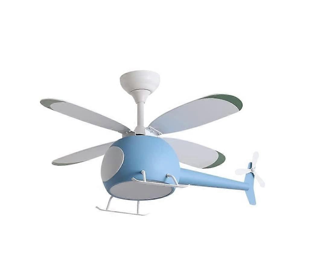 Casual Ceiling Fan 38in LED Light Remote Control Low Profile Ceiling Fan Lamp for Bedroom and Restaurant A-Blue