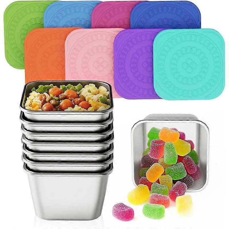 Set of 8 Stainless Steel Snack Containers for  and ;Snackle Box Container;Leak Proof Stackable Small Metal  Containers with