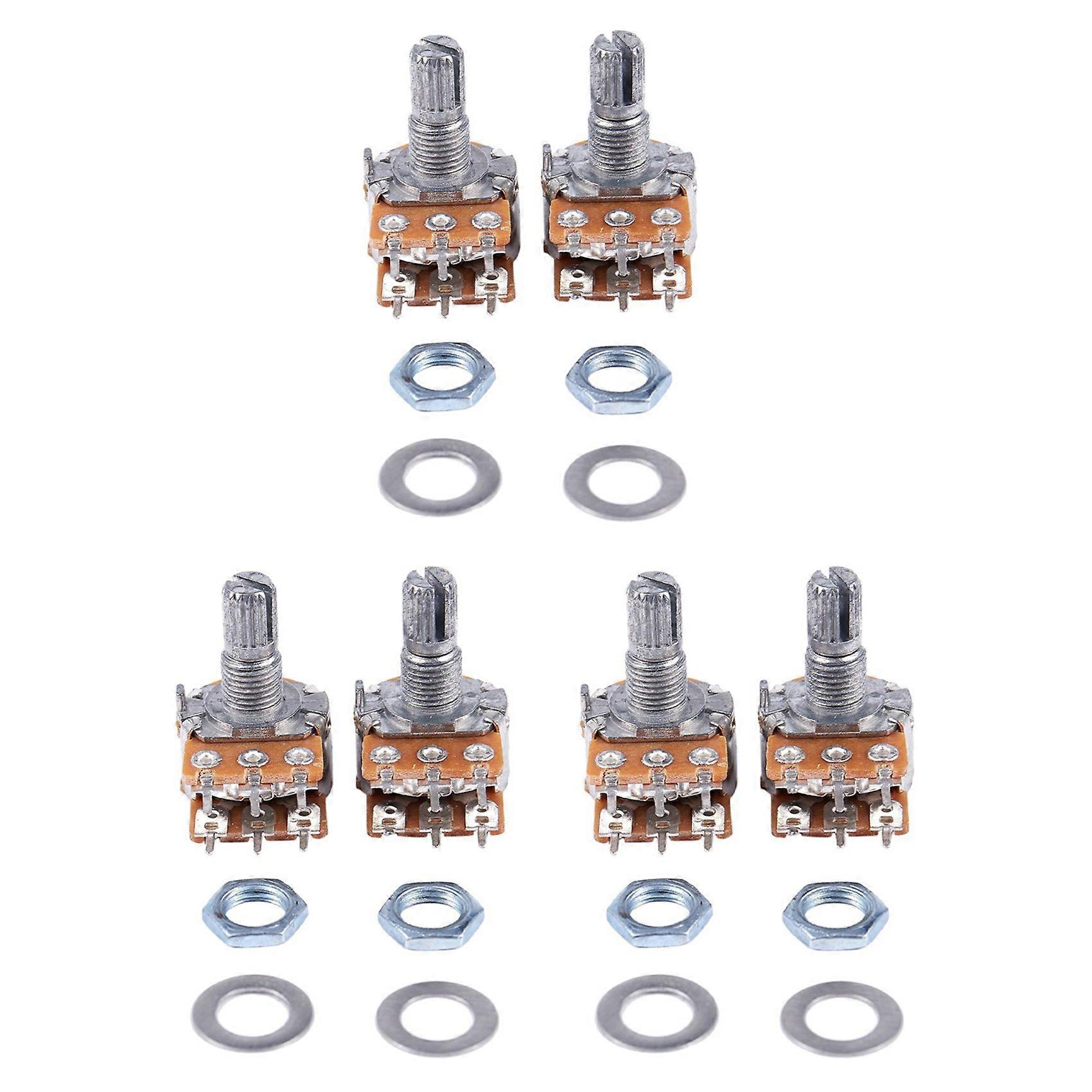 6 Pcs B50K 50K Ohm 6 Terminals Dual Linear Rotary Taper Potentiometers