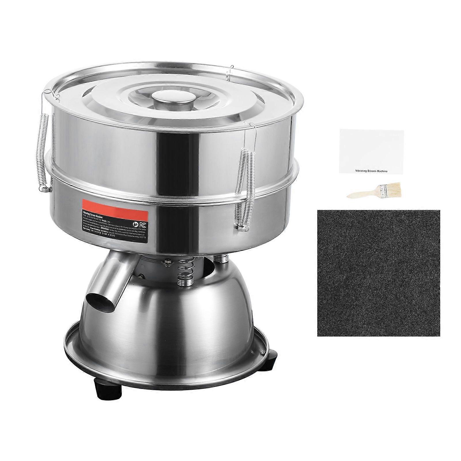 Automatic Electric Vibrating Sieve, Stainless Steel Sifter Shaker Machine with 12+80 Mesh, 45W Automatic Powder Sifter Machine Countertop