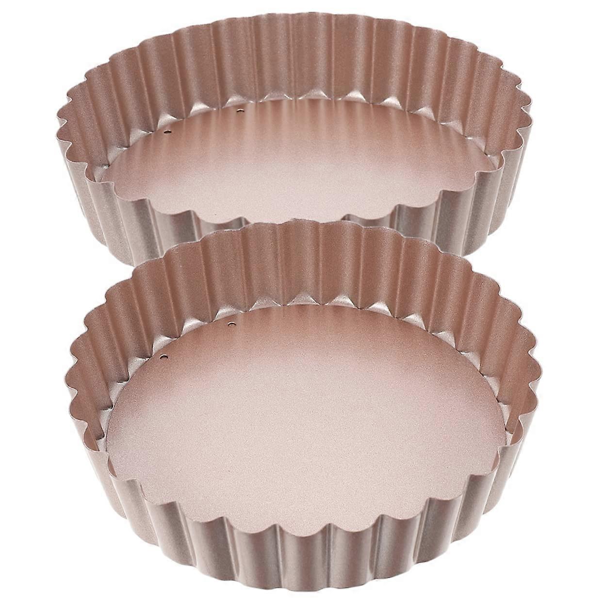 2pcs NonStick Tart and Quiche Pans with Removable Bottom, Heavy Duty Fluted Round Baking Set