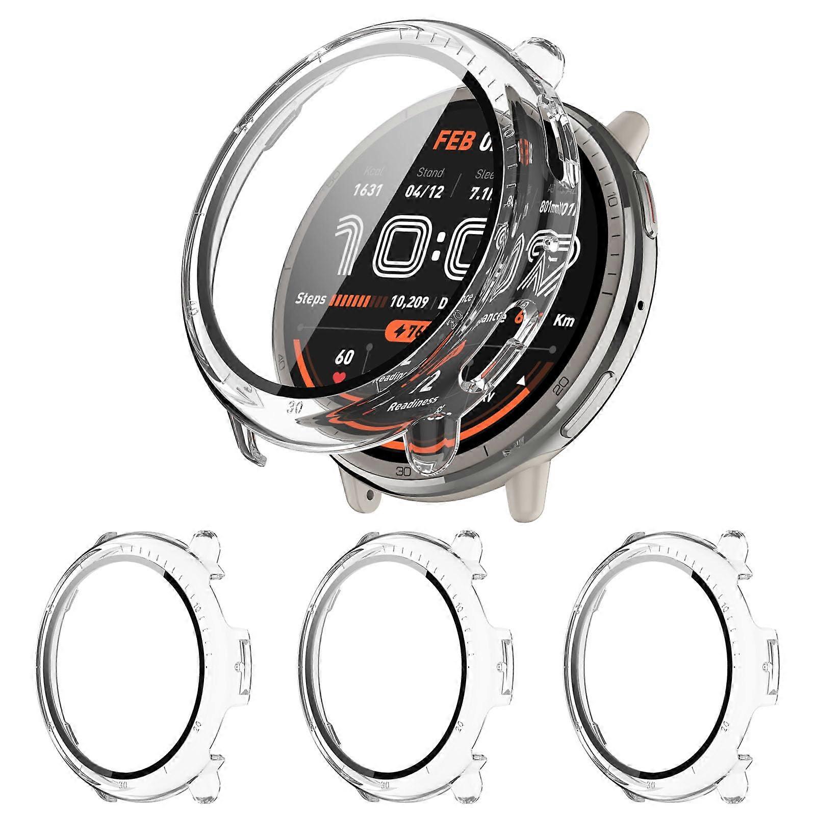 3 Pack Screen Protector Case with Full Coverage Builtin Tempered Glass Bumper for Amazfit Active 2