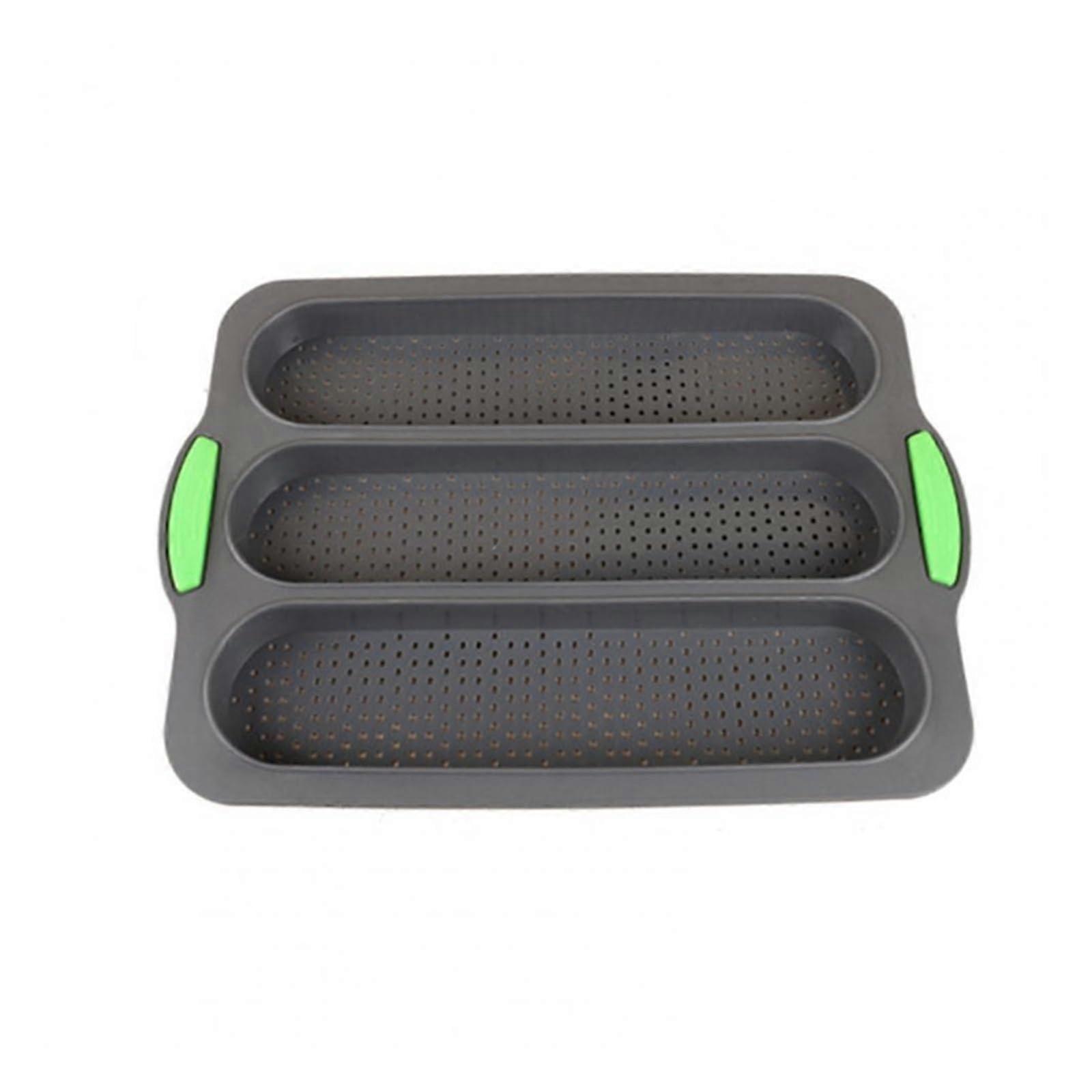 Silicone Baking Tray with Holes for Burger Buns and Sandwich Rolls, Nonstick HeatResistant Gray
