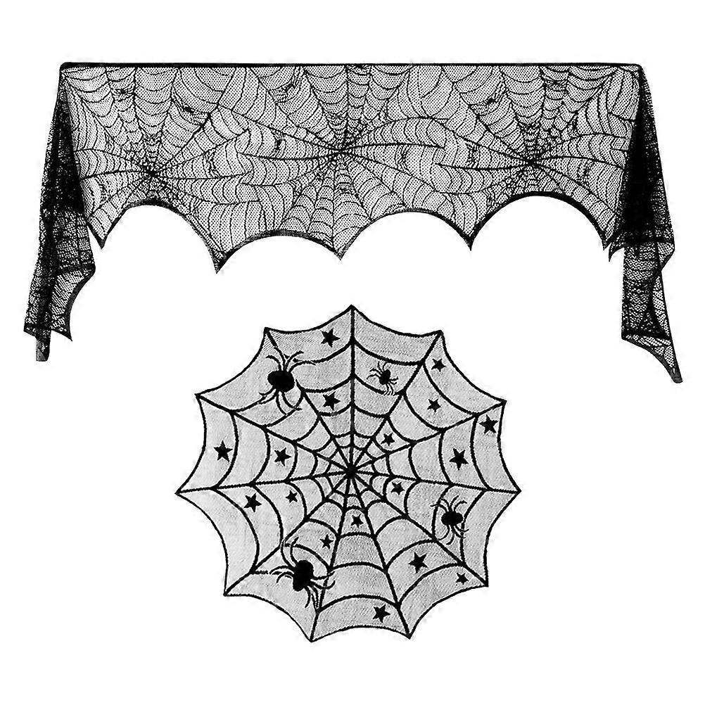 Spooky Halloween Table Runner and Tablecloth 4Pcs Set for Party Use