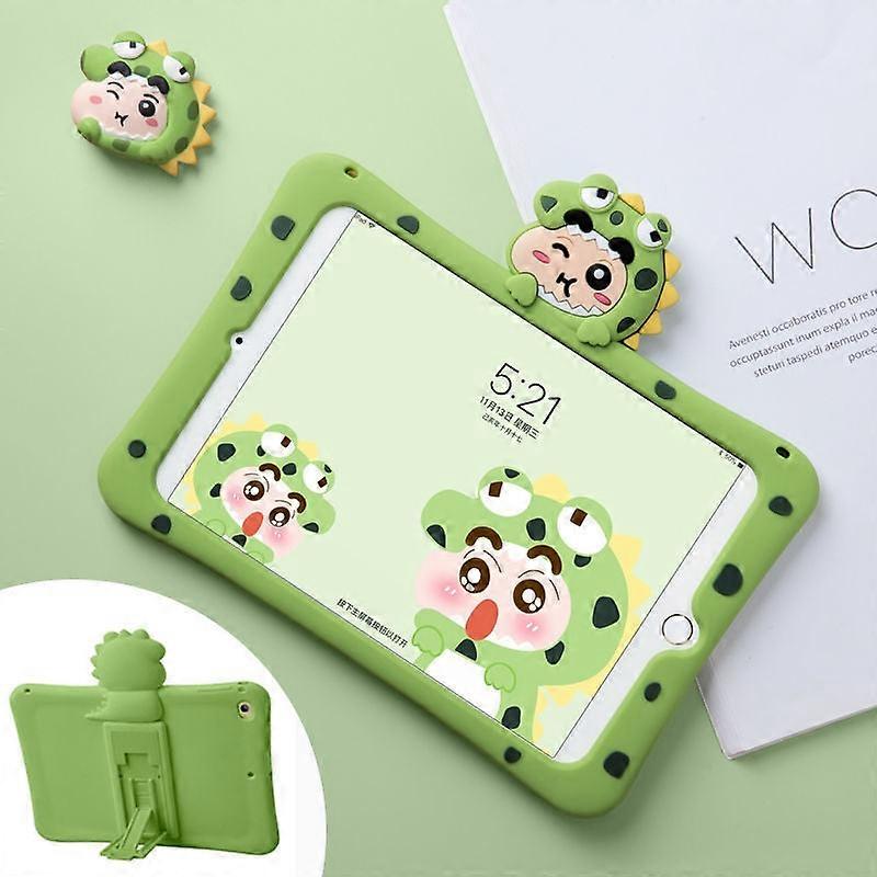 Capa para iPad Mini 6/8.4 polegadas, em silicone verde, com desenho animado de sapo e pato, macia e fofa.