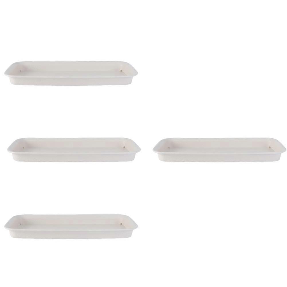 Beige Rectangular Flowerpot Plates for Gardening Use Made of Plastic 4Pcs
