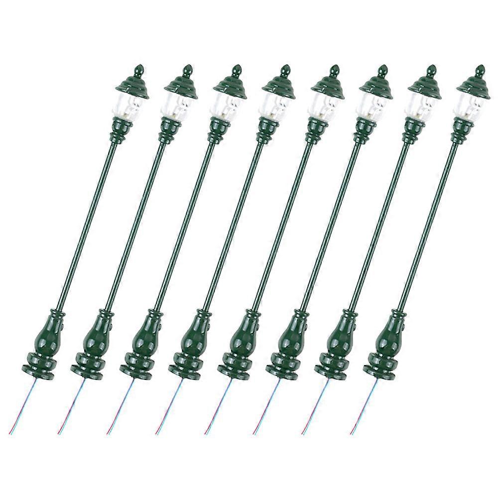 8Pcs Mini Yard Lamp Models Sand Table Accessories for Decor Green