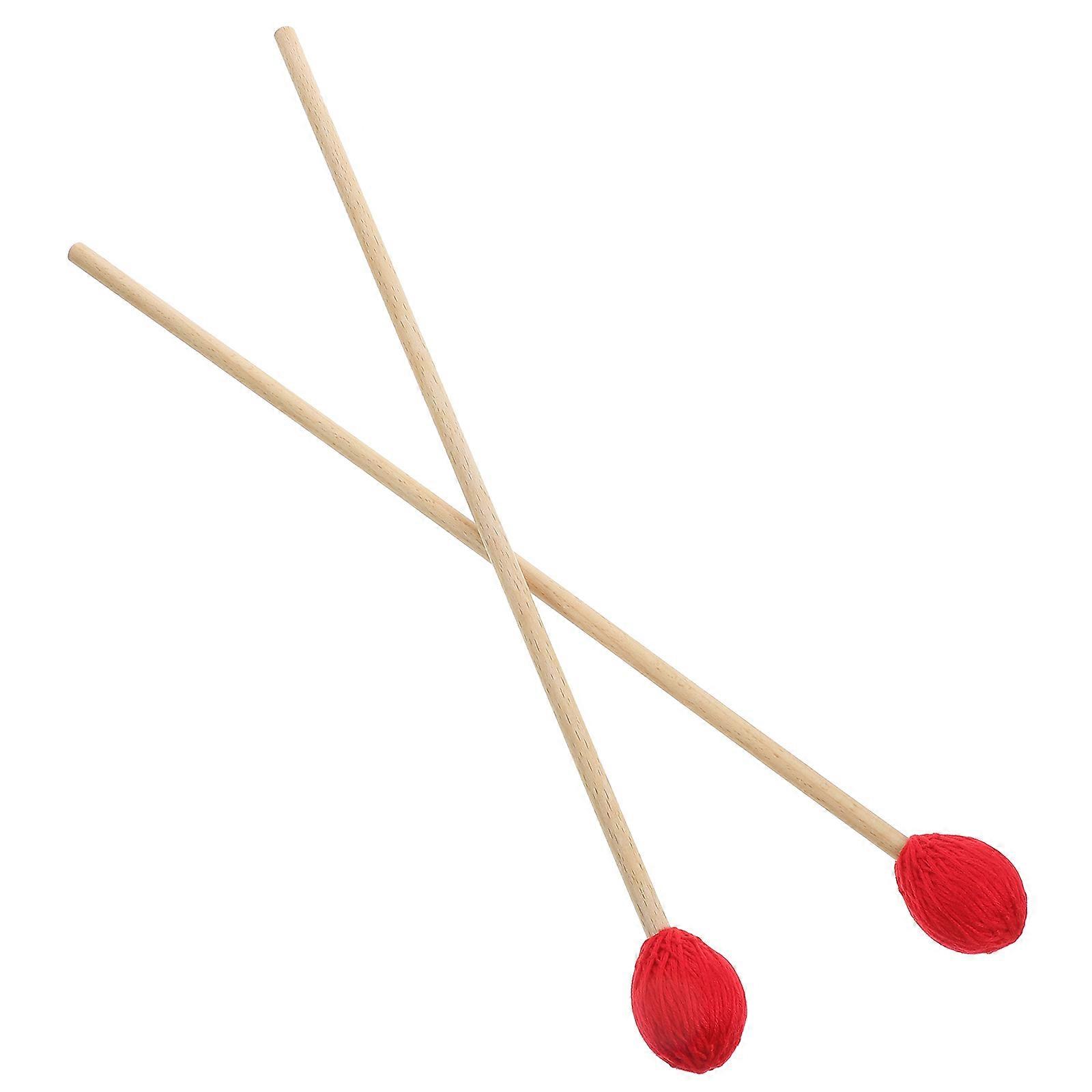 Marimba Mallet Enhanced Sound Wool Wrapped for Playing 1Pair Red Sticks