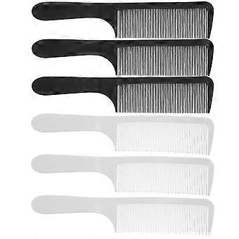 6 PCS Barber Comb, Dual Color Black & White, Curved Hair Comb for Men with Ergonomic Handle, Fitting the Heads Natural Shape