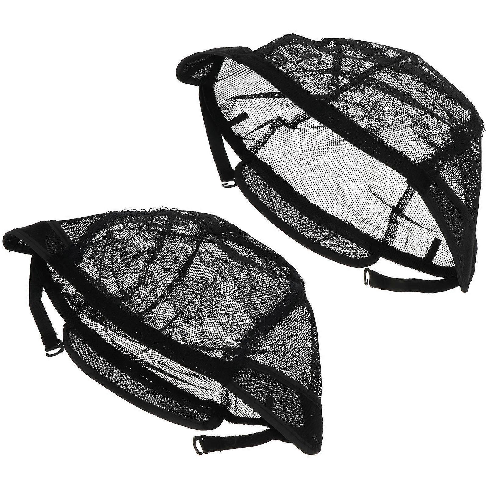 Wig Making Caps Black Stretch Mesh Nets for Wig Use 4Pcs Elastic