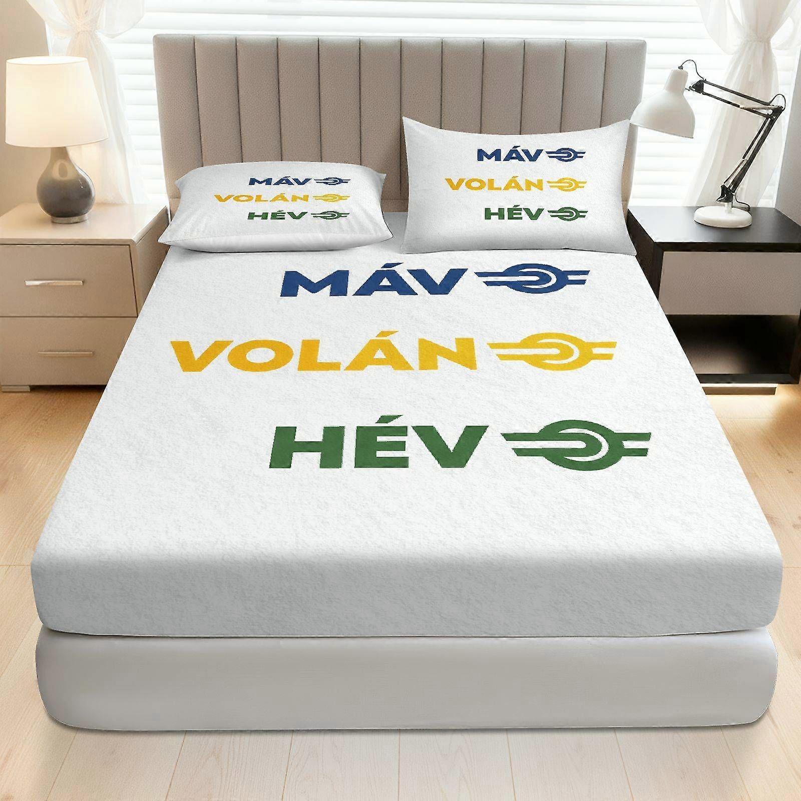 3pcs Colorful Letters Graphic Fitted Sheet Three Piece Set