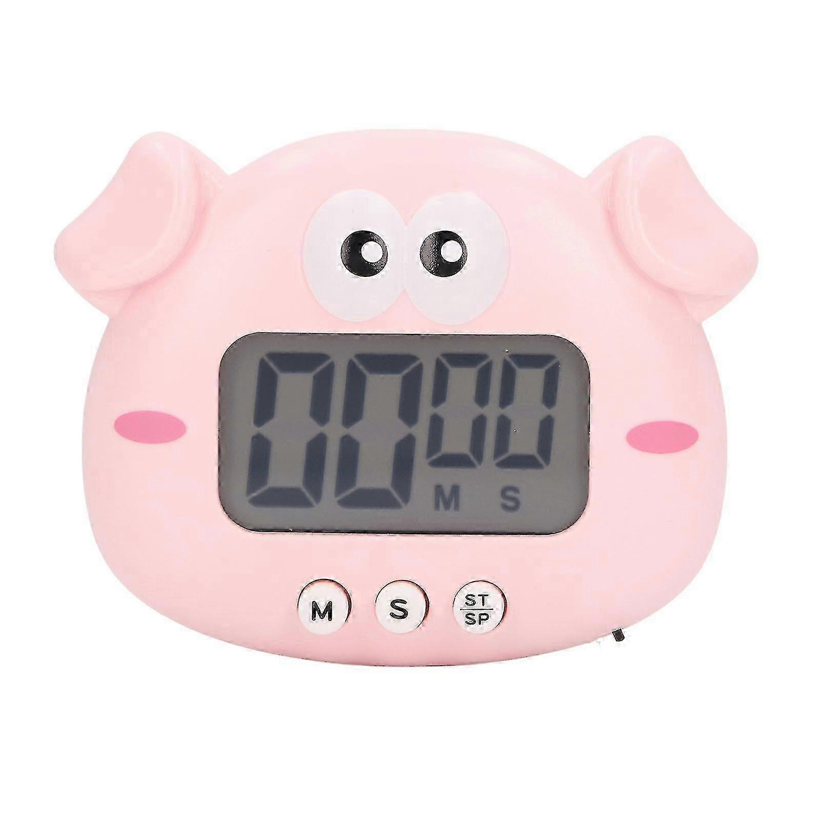 Pink Pig Cartoon Kitchen Timer Digital Countdown Timer Time Management Tool for Baking Cooking Study Plastic Material Battery Not Include