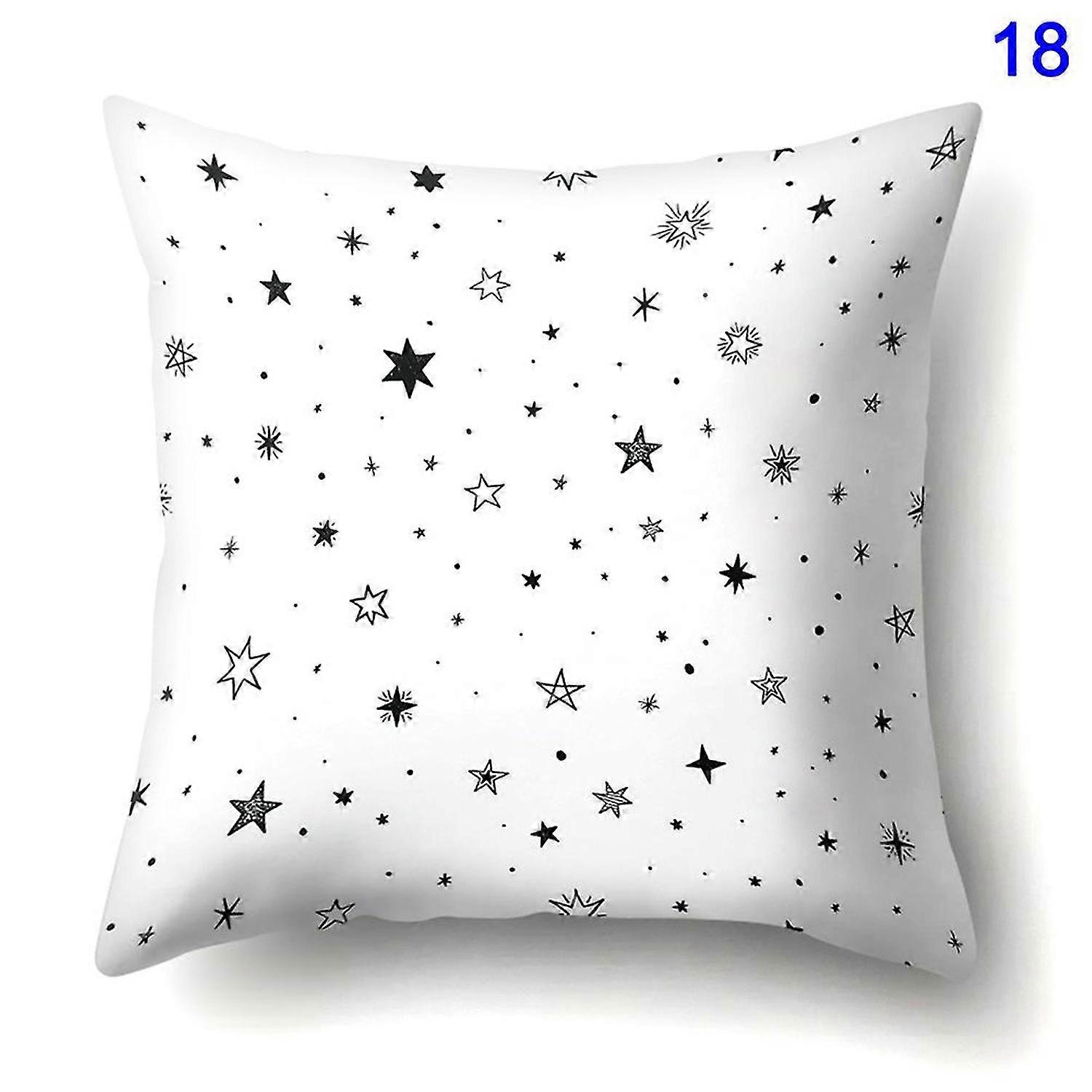 Black White Geometric Pattern Printed Decor Cushion Cover for Sofa Chair
